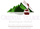 Oriental Village Boutique Hotel transparent with white colour font logo